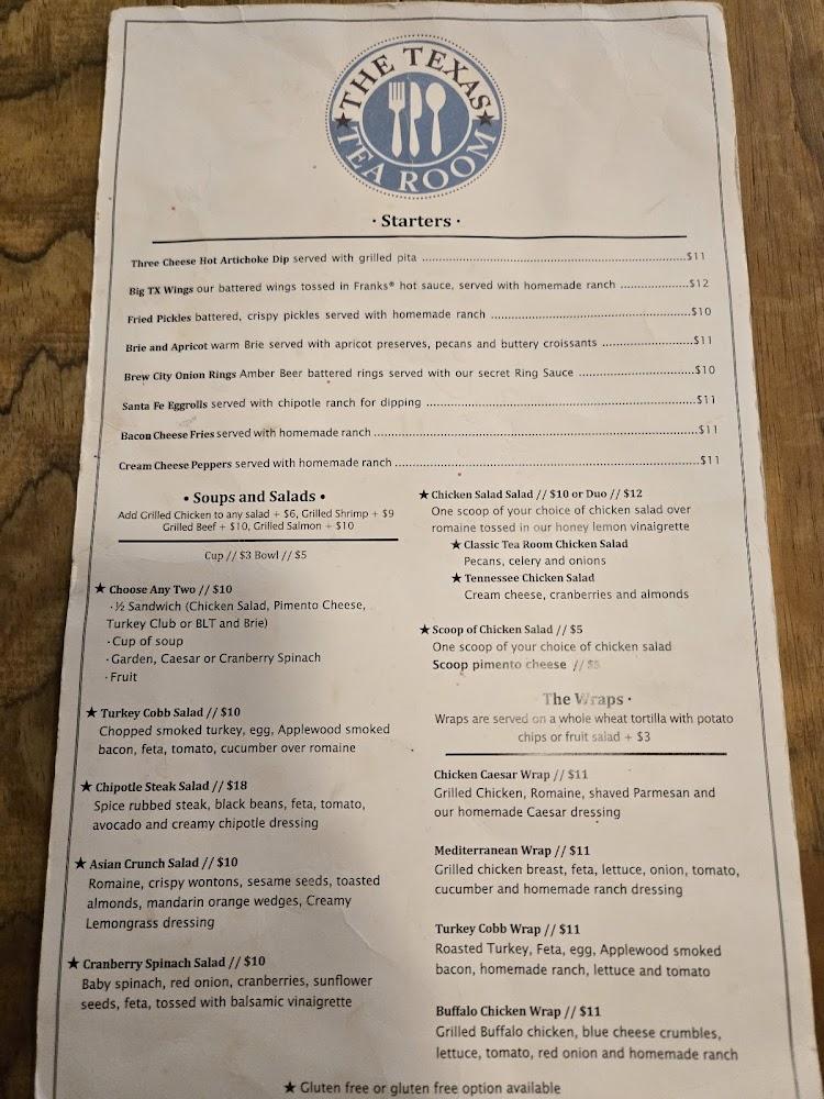 Texas Tea Room Menu image 1